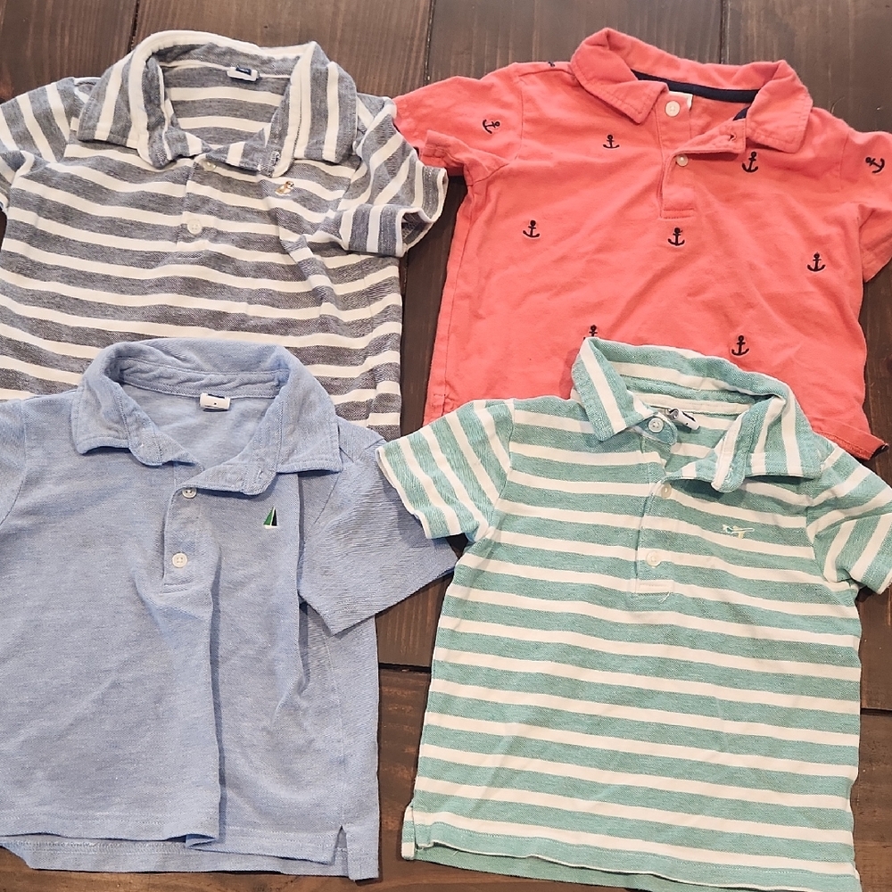 Janie and Jack Striped and Anchor Polo Set